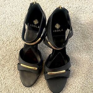 Isola high heels black / gold size 8
